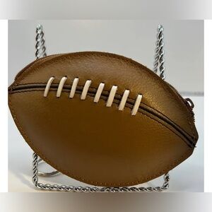Rolfs Leather | Tan Leather Football Zipper Case | Purse Attachment FOOBALL TIME